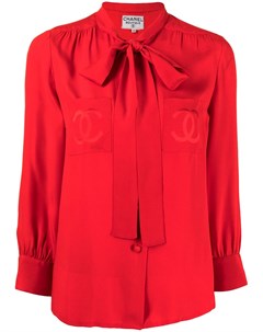Блузка с бантом и логотипом CC Chanel pre-owned
