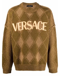 Джемпер с логотипом и узором аргайл Versace