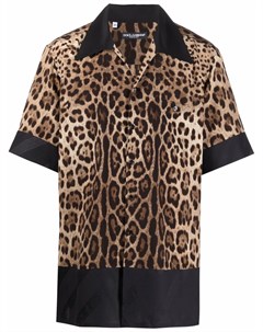 Рубашка с короткими рукавами и леопардовым принтом Dolce&gabbana