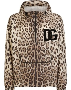 Куртка с леопардовым принтом и нашивкой логотипом DG Dolce&gabbana