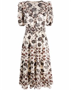 Платье миди с оборками и цветочным принтом Ulla johnson