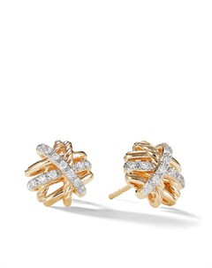 Золотые серьги гвоздики Crossover с бриллиантами David yurman