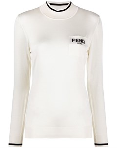 Топ с высоким воротником и вышитым логотипом Fendi