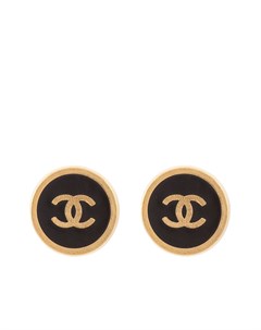 Серьги клипсы 2000 х годов с логотипом CC Chanel pre-owned