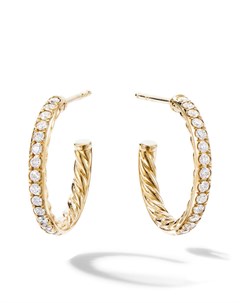 Маленькие серьги кольца Pave из желтого золота с бриллиантами David yurman