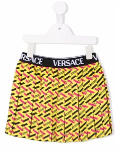 Плиссированная мини юбка с абстрактным принтом Versace kids