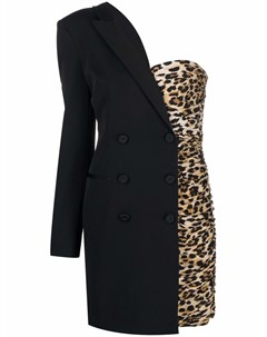 Платье мини асимметричного кроя с леопардовым принтом Moschino