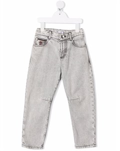 Узкие джинсы с эффектом потертости Brunello cucinelli kids