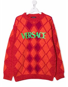 Джемпер с узором аргайл и логотипом Versace kids