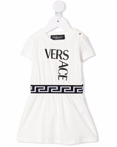 Платье футболка с отделкой Greca и логотипом Versace kids