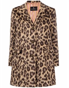 Однобортное пальто с леопардовым принтом Etro