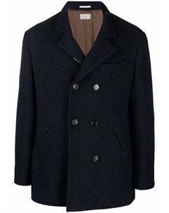Двубортное пальто с узором шеврон Brunello cucinelli