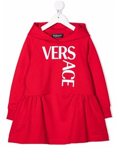 Платье толстовка с логотипом и капюшоном Versace kids