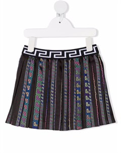 Плиссированная юбка с принтом Greca Versace kids