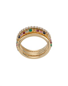 Четыре кольца Enchante из желтого золота с камнями Aisha baker