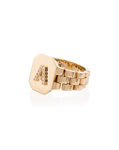 Золотое кольцо с инициалом A и бриллиантами Shay