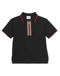 Рубашка поло на молнии с полосками Icon Stripe Burberry kids