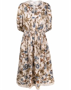 Платье с присборенной талией и цветочным принтом Zimmermann
