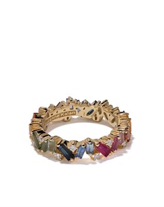Золотое кольцо Eternity Rainbow с бриллиантами и сапфирами Suzanne kalan