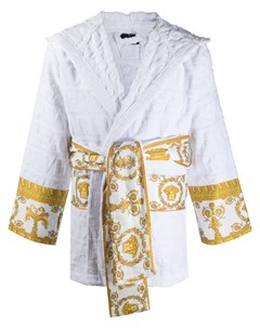 Короткий халат с принтом Barocco и логотипом Versace