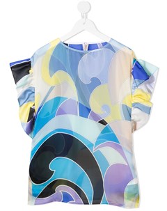Блузка с абстрактным принтом и короткими рукавами Emilio pucci junior