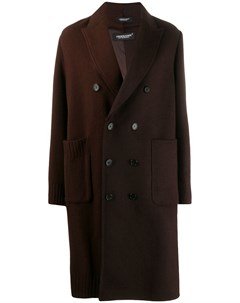 Двубортное пальто с контрастной вставкой Undercover