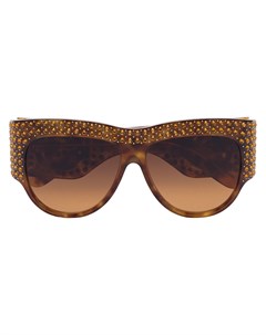 Массивные солнцезащитные очки в черепаховой оправе с кристаллами Gucci eyewear