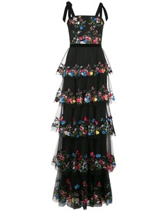 Вечернее платье с цветочной вышивкой Marchesa notte