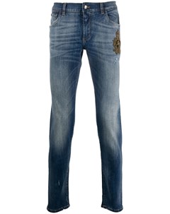 Узкие джинсы с декором из бисера Dolce&gabbana
