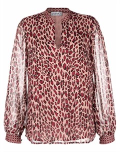 Блузка с леопардовым принтом и прозрачными рукавами Liu jo