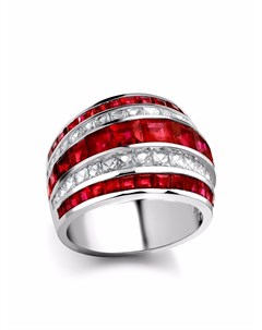 Кольцо из платины Manhattan с бриллиантами и рубином Pragnell