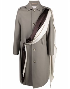 Однобортное пальто с декоративным шарфом Nanushka