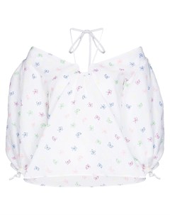 Блузка с открытыми плечами и цветочной вышивкой Rosie assoulin