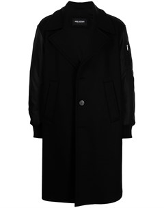 Однобортное пальто с контрастными рукавами Neil barrett