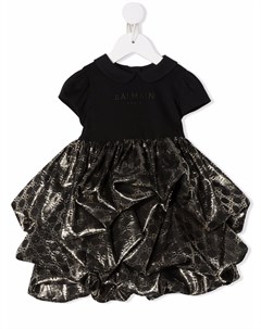 Платье мини с оборками и логотипом Balmain kids