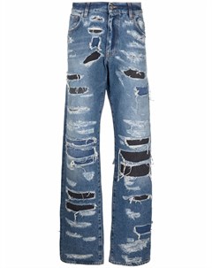 Прямые джинсы с эффектом потертости 424