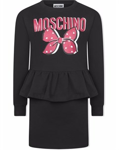 Платье с логотипом и баской Moschino kids