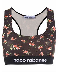 Укороченный топ с цветочным принтом и логотипом Paco rabanne