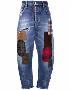 Укороченные джинсы в стиле пэчворк Dsquared2