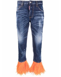 Укороченные джинсы с перьями Dsquared2