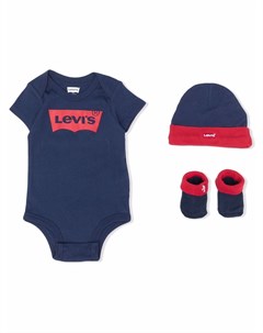 Комплект из боди шапки и пинеток с логотипом Levi's kids