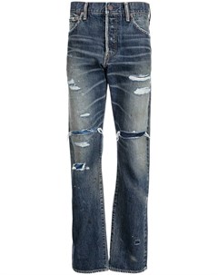 Укороченные джинсы с эффектом потертости Visvim