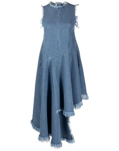 Джинсовое платье асимметричного кроя с бахромой Marques'almeida