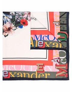 Платок с логотипом и цветочным принтом Alexander mcqueen