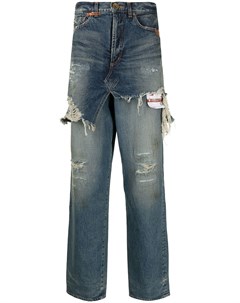 Прямые джинсы с эффектом потертости Maison mihara yasuhiro