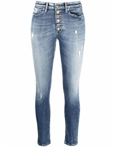 Укороченные джинсы скинни с эффектом потертости Dondup