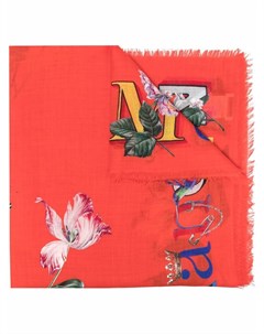 Шарф с цветочным принтом и логотипом Alexander mcqueen