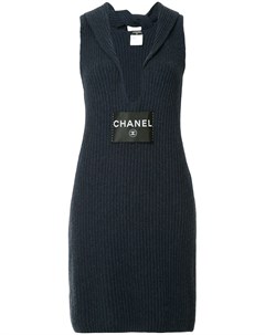 Ребристое платье с V образной горловиной Chanel pre-owned