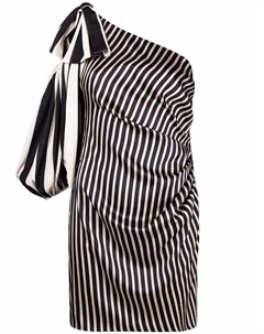 Полосатое платье мини с драпировкой на плечах Parlor
