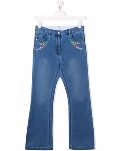 Расклешенные джинсы с цветочной вышивкой Stella mccartney kids
